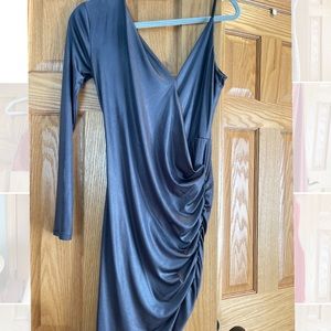 Grey metallic short dress.